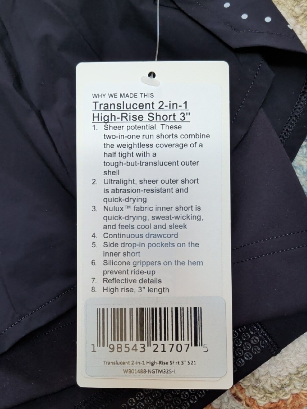 NWT Lululemon Peloton Translucent 2-in-1 High Rise Short 3" Size Large - Picture 2 of 6